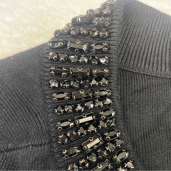 Talbots Sweater Womens Plus 2X Black Pullover Top Knit Short Sleeve Beaded Neck - Picture 5 of 11